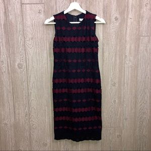 Calvin Klein Geometric Black & Burgundy Dress